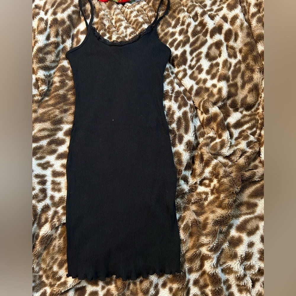 Black Ribbed Dress - Picture 1 of 5